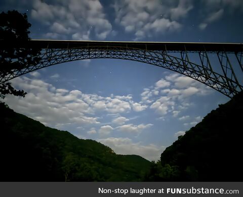 New River Gorge from below. IPhone 15 Pro Max on Night Mode