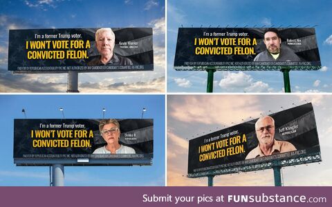 Anti Trump billboards across various swing states