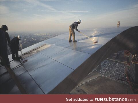 Polishing the Gateway Arch 630 feet above the ground - Saint Louis, MO 1965