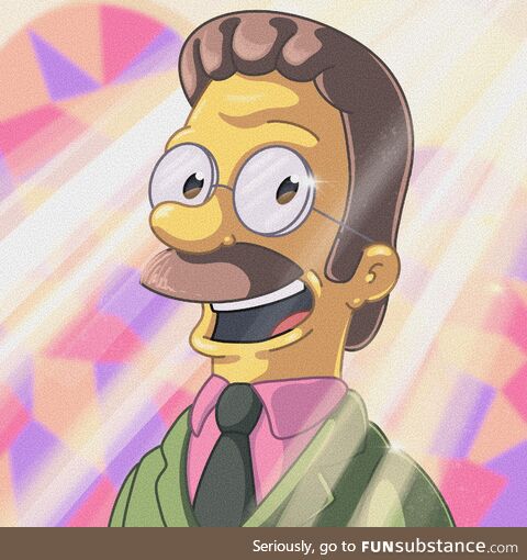 For any other character these holy rays of light would have been overkill but Flanders is