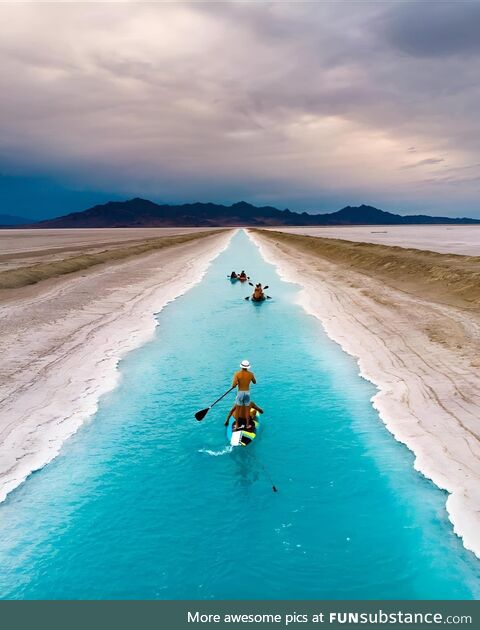 Kayaking down Salt Flats in Utah