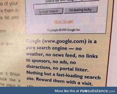 A Google ad from 1999