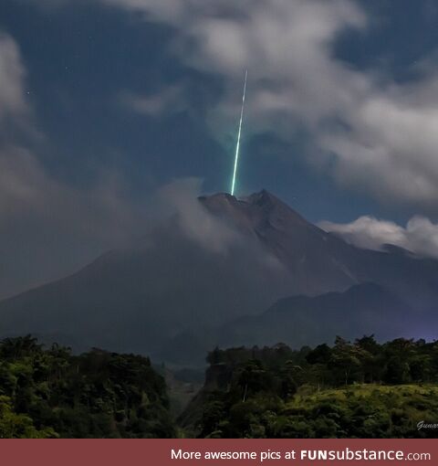 A meteor recently fell into the most active volcano (Mount Merapi) in Indonesia