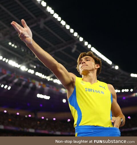 Armand duplantis, after breaking pole vault world record