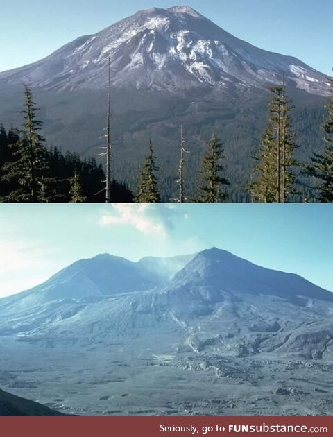 Mt St Helens the 17th of may 1980 and 4 months later