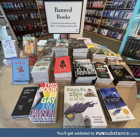 A bookstore highlighting banned books