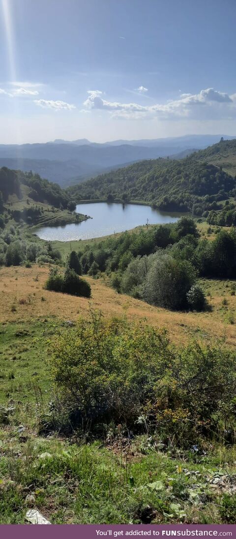 [OC] Heart Shaped lake in Romania (Rosia Montana)