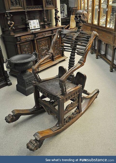 A Carved Skeleton Form Rocking Chair From the Estate of Vincent Price