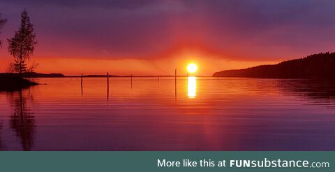 Sunset on the beach in Finland