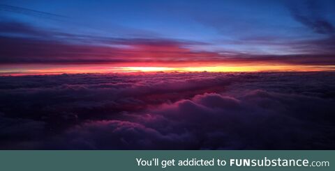 Evening sky. Taken from the flight deck on the way home. No editing, just a view