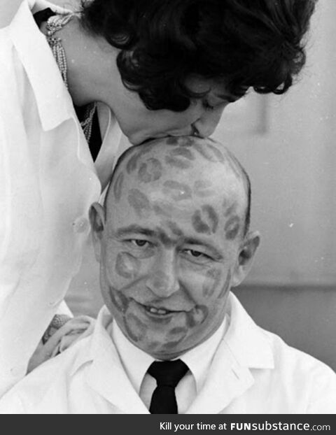 A lipstick tester from the 1950s. Hired to test durability and color of lipstick