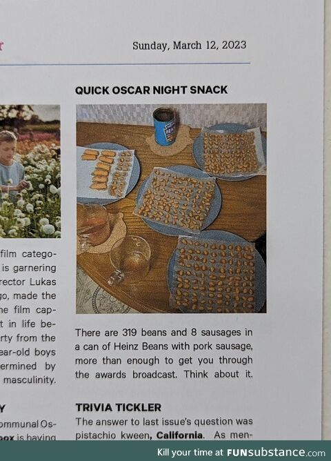 This flyer has great Oscar night snack tips!