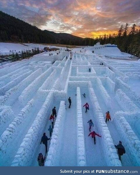 World's largest snow maze, in Poland