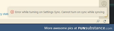 Installing VS Code and syncing settings.. Thought this error was funny