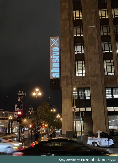 Projection on old Twitter HQ in San Francisco