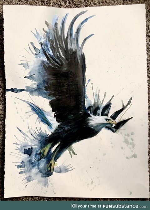 [OC] I drew a Bald Eagle flying