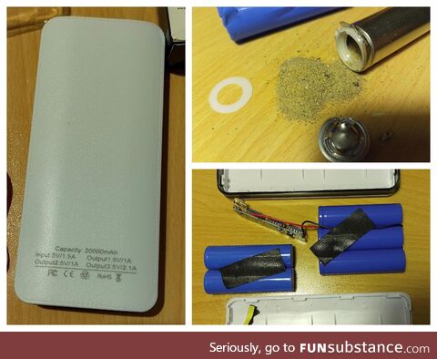 Two of the cells in this power bank are "sand batteries". They literally have sand inside