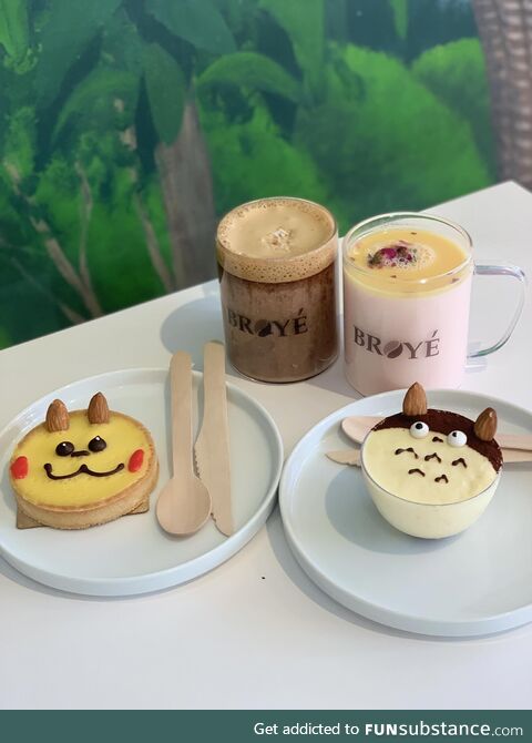 Pikachu yuzu tart and Totoro tiramisu