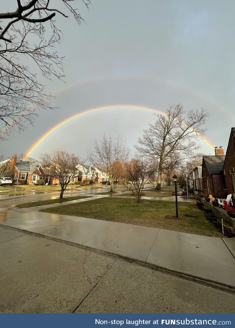 Saw this rainbow after a storm cleared. One of the best ones we’ve seen in person. [OC]