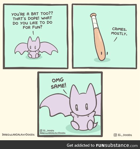 Just two bats hanging out [oc]