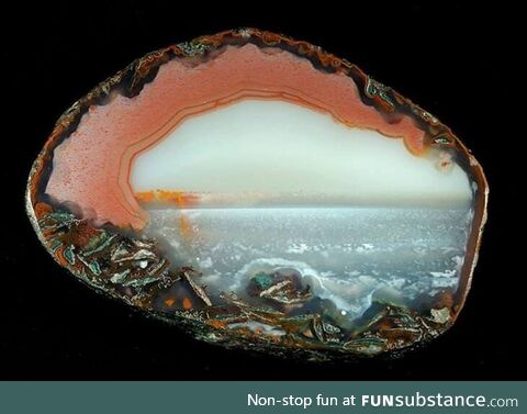 The cross-section of this agate is like looking out onto the ocean