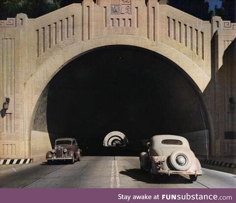 1940s los Angeles highway tunnel
