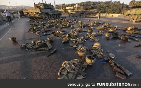 Equipment abandoned by surrendering soldiers during the Turkish attempted coup 2016