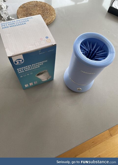 Our dogs got a electric dog paw cleaner for Christmas that cleans by rotating…