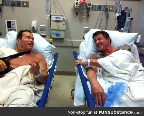 Arnold and Stallone get shoulder surgeries together