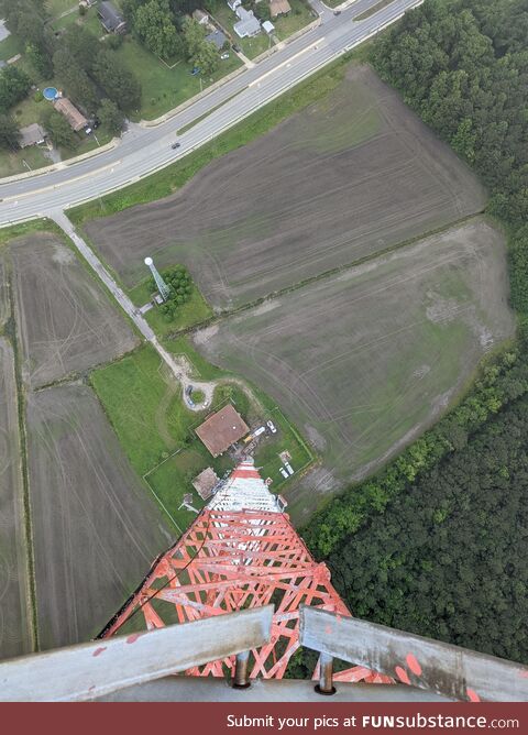 Sitting just below the RF, looking down about 900' on the WTKR's guyed tower in Suffolk VA