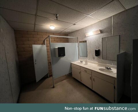 Scary business bathroom straight out of the 80’s