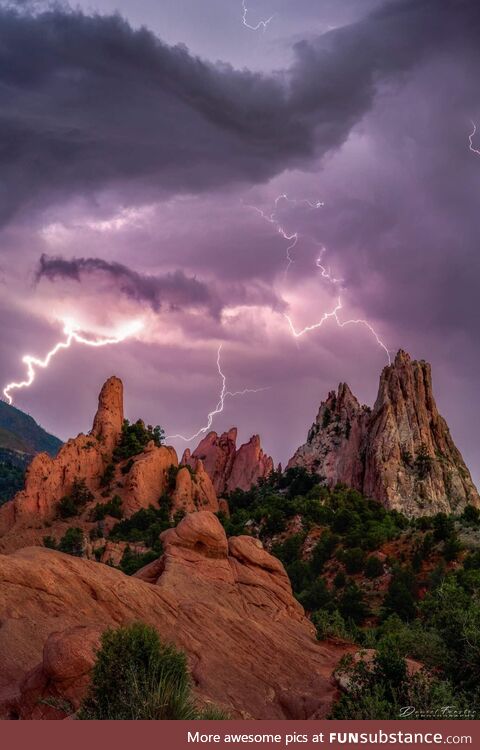 Camera set to interval mode capturing the storm at Garden of the Gods. Credit to Daniel