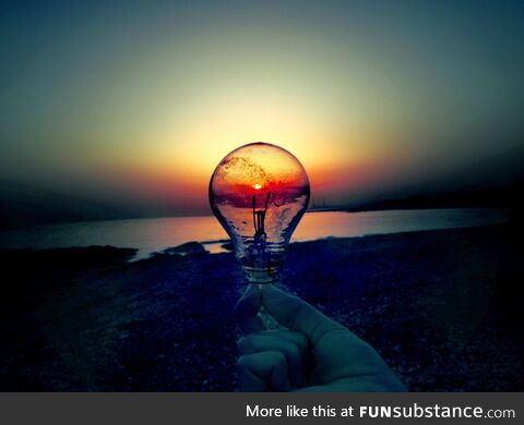 A sunset through a light bulb
