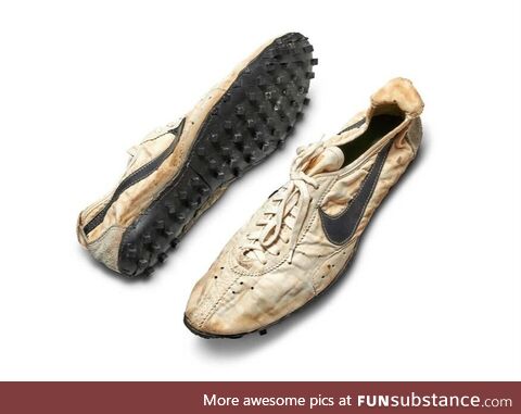 The first pair of Nike’s running shoes (1972) whose sole print was made from a waffle