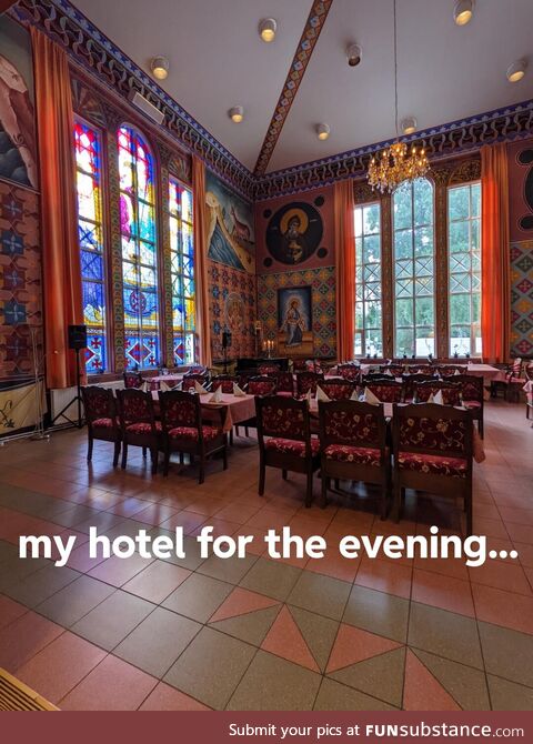 Eating a buffet breakfast amongst the saints will be difficult