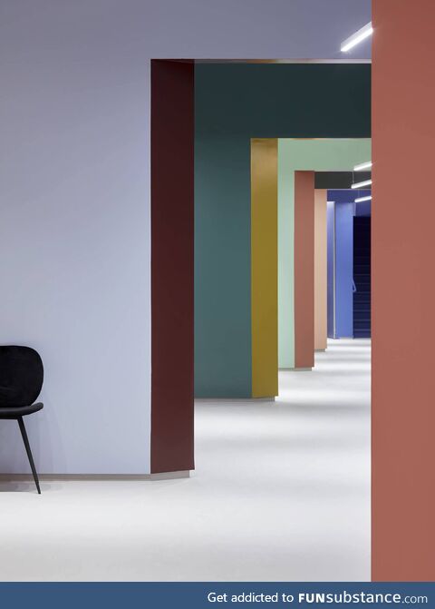 Life, theatre, and commerce engage in an architectural dance of space and color in the