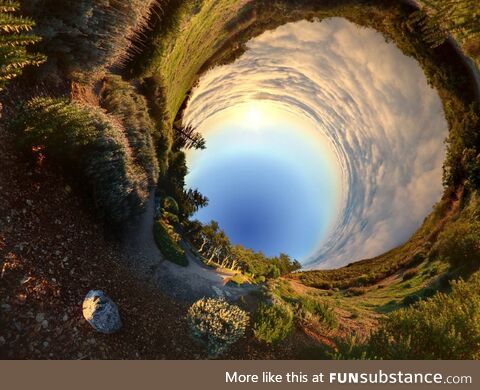 Taking a panorama while rolling down hill