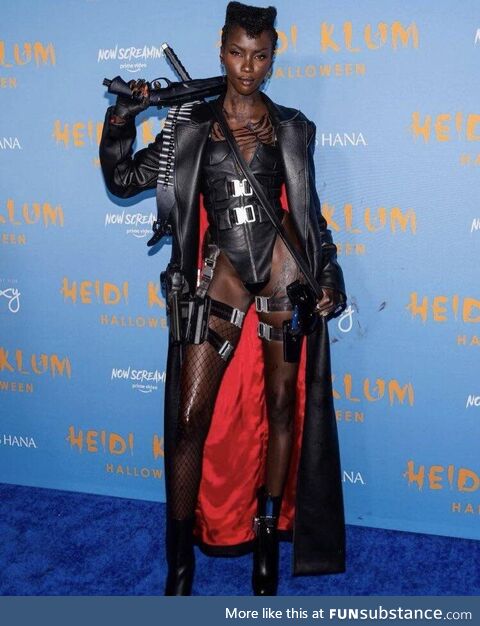 Model Anok Yai as BLADE at a Halloween party