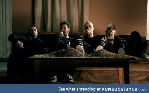 Band members of System of a Down eating seeds as a pastime activity