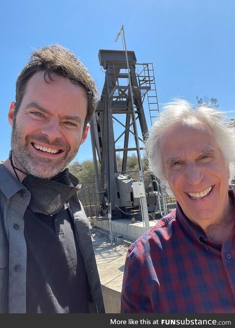 Bill Hader and Henry Winkler on the set of “Barry” season 3