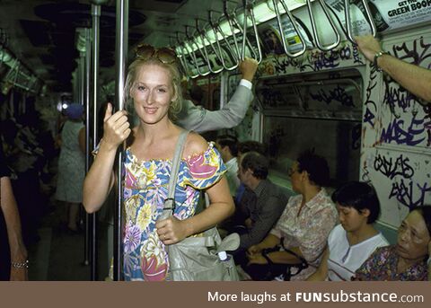 Meryl Streep in an NYC Subway Train during the 1990s