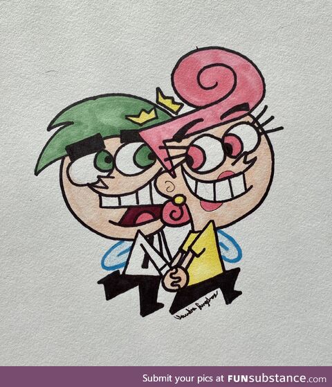 Cosmo and Wanda drawn with copic markers (OC)