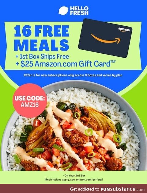 Make mealtime a breeze with HelloFresh. Use code AMZ16 for 16 free meals and a bonus $25