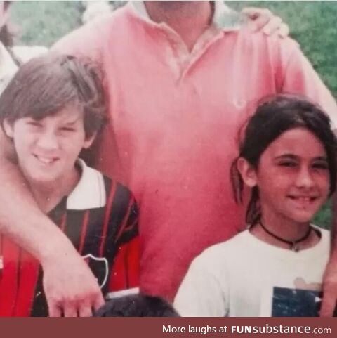 Young Leo Messi and his current wife Antonela Roccuzzo