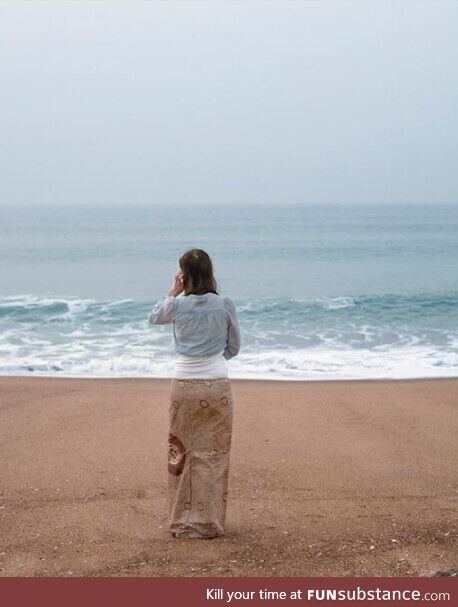 Girl wearing cute camo on the beach