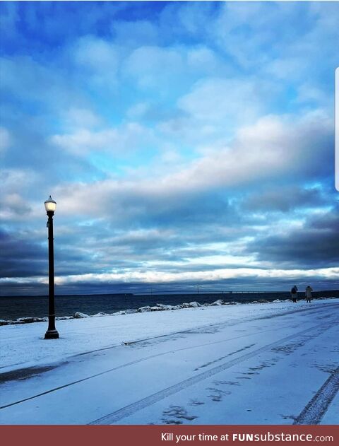 Mackinac Bridge seen from Mackinac Island