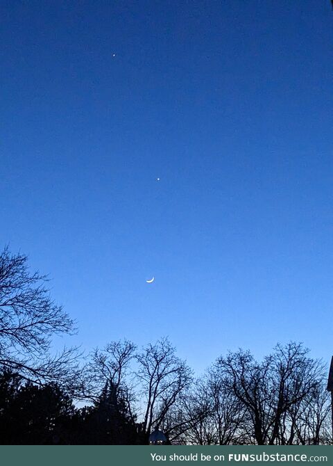 The moon, Venus, and Jupiter
