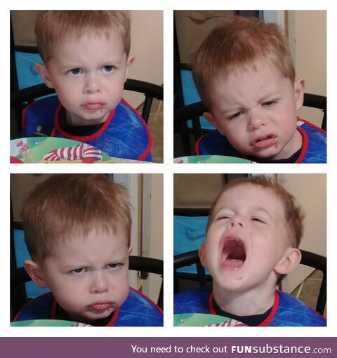 The four stages of my son not getting what he wants to eat