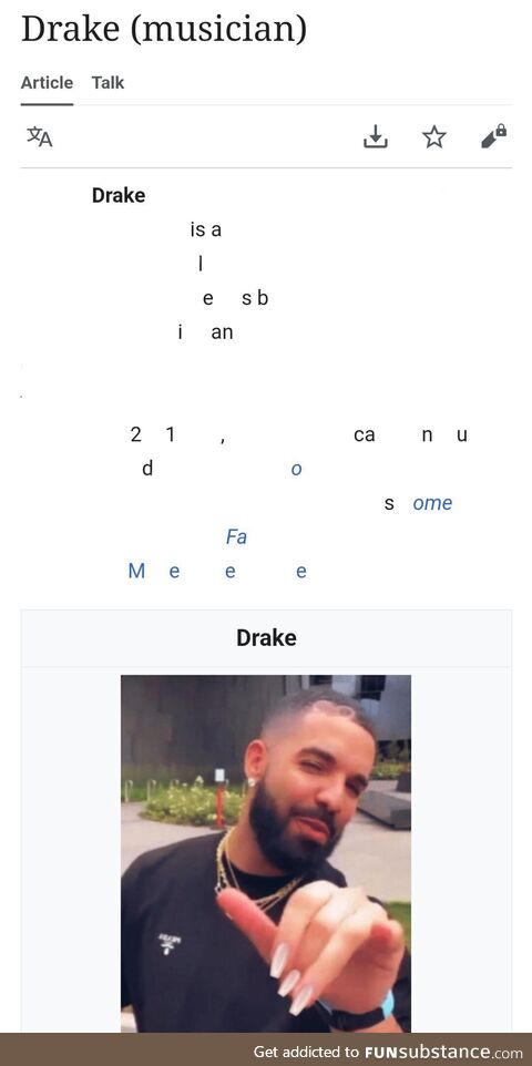 Facts about Drake on Wikipedia