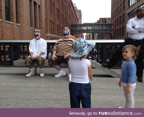 The Insane Clown Posse hanging out on The Highline in NYC